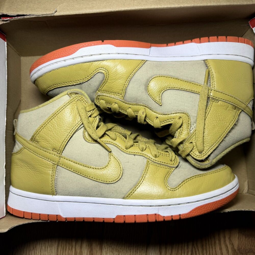 Nike Dunk High Retro PRM Wheat Gold Safety Orange Men Size 9 DV7215-700